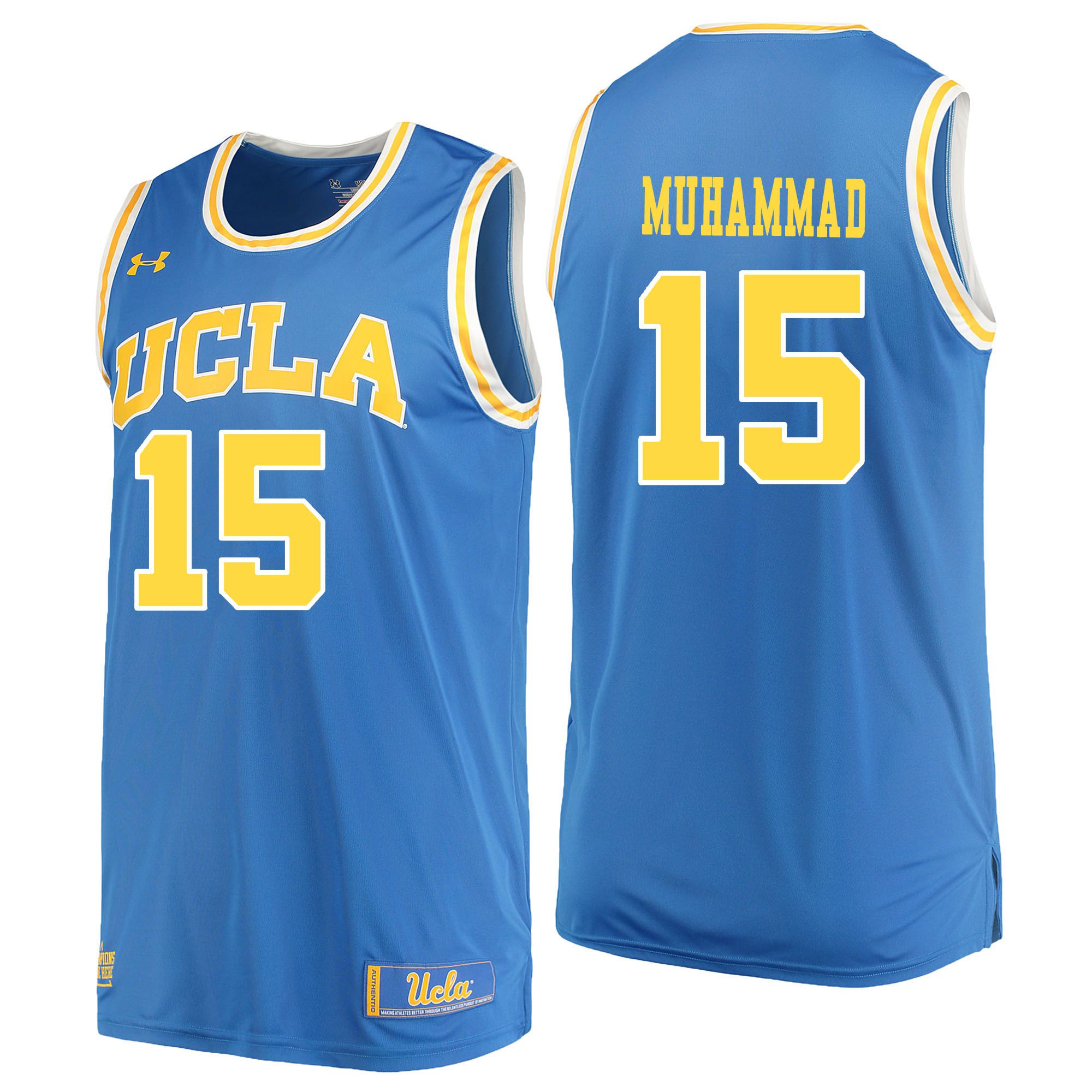 Men UCLA UA 15 Muhammad Light Blue Customized NCAA Jerseys